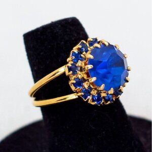 Size 6 1970 Czechoslovakian Adjustable Rhinestone Ring